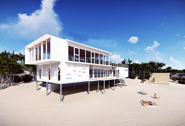 筑创完成沙滩酒吧集装箱房屋设计安装项目